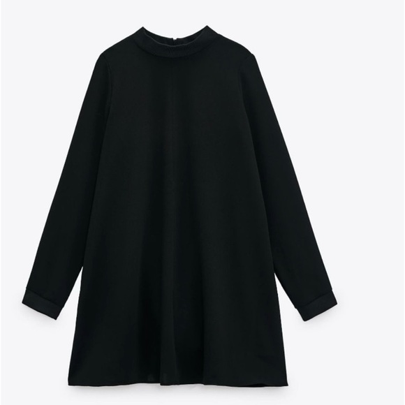 Zara Black A- Line Long Sleeve Dress - Picture 4 of 11